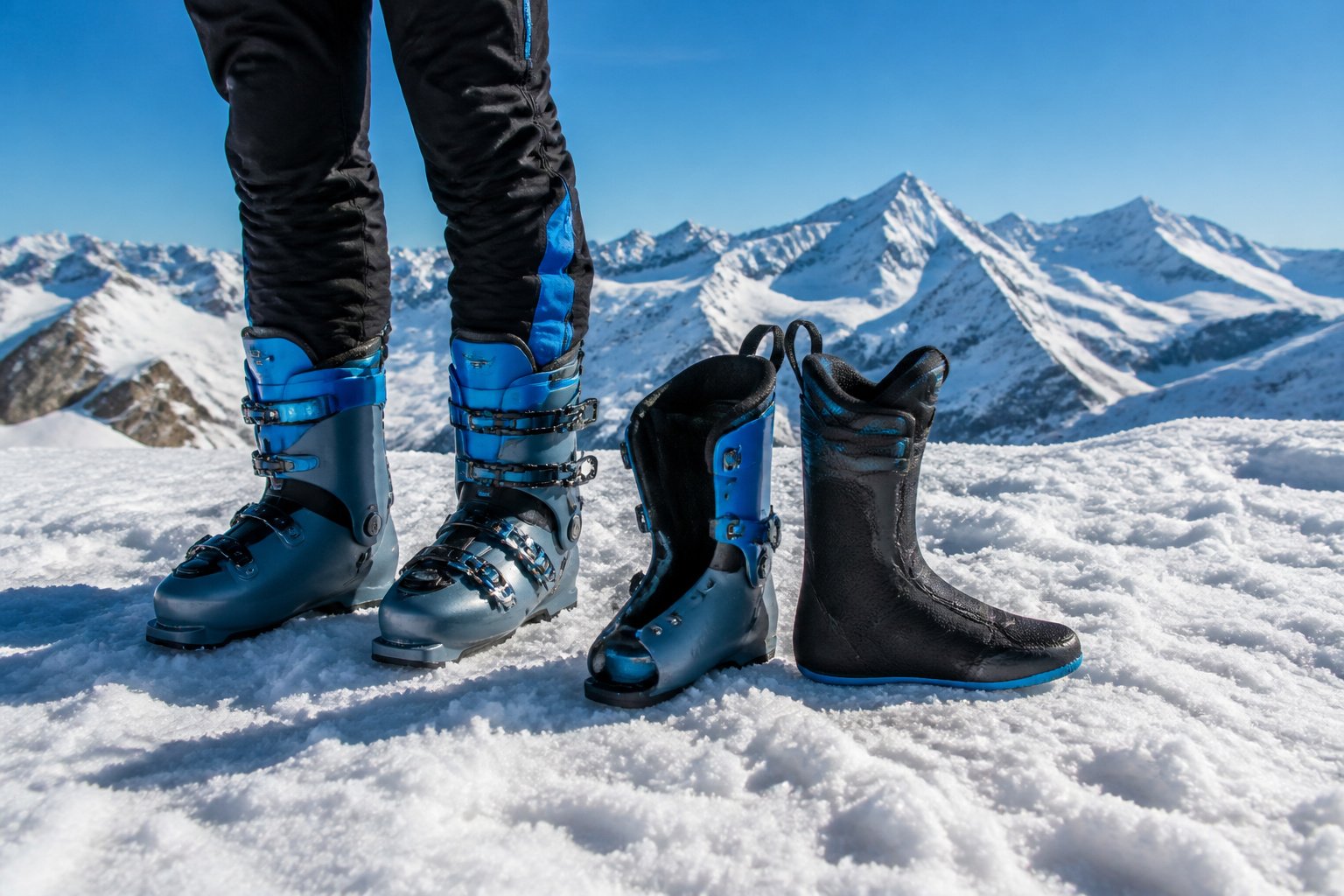 Chaussures de ski dahu sur la neige