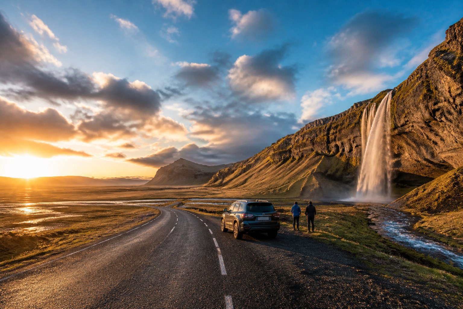 Voyage epique en islande au coucher du soleil