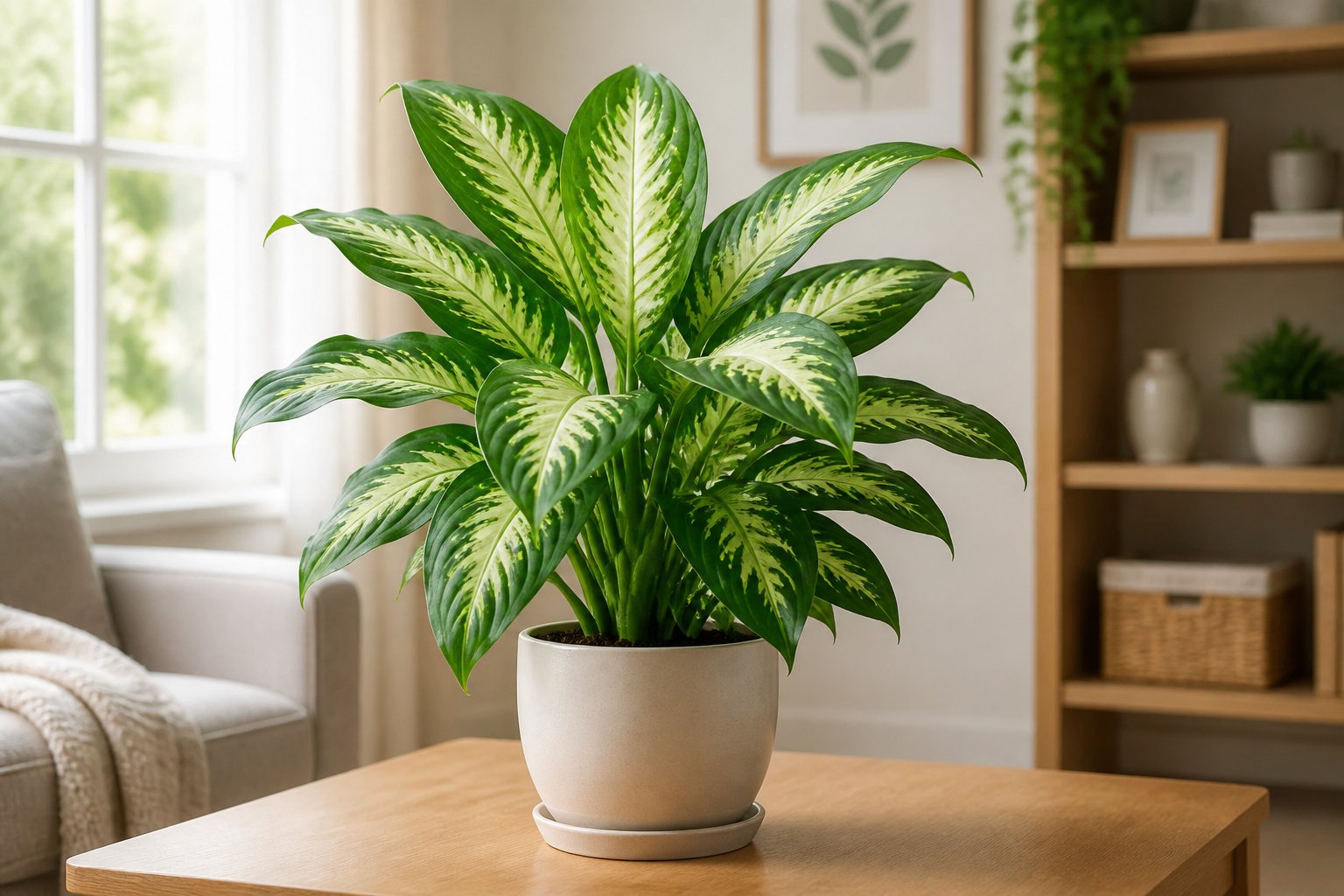 Dieffenbachia eclatante dans un pot neutre
