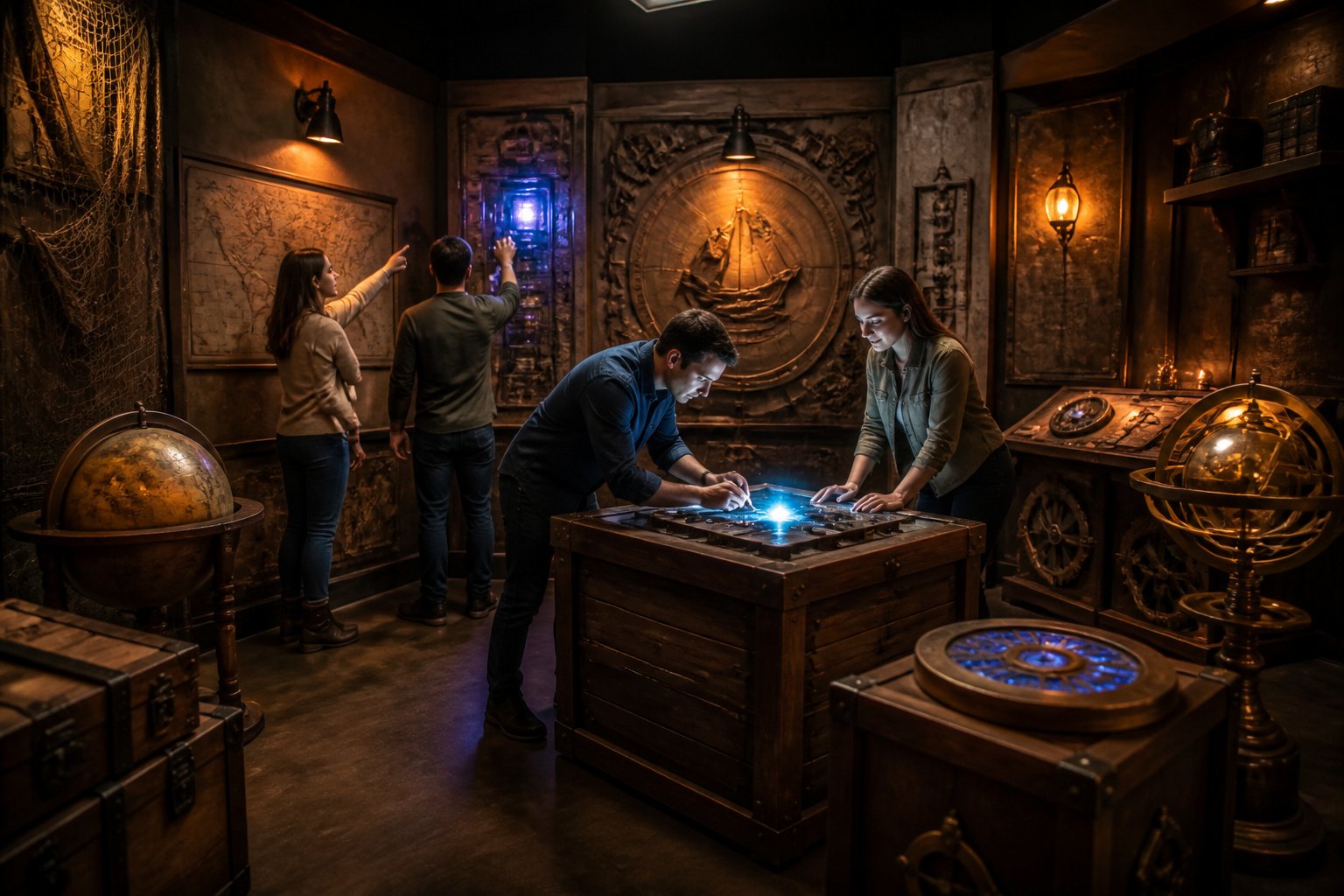 Equipe resolvant un jeu devasion mysterieux