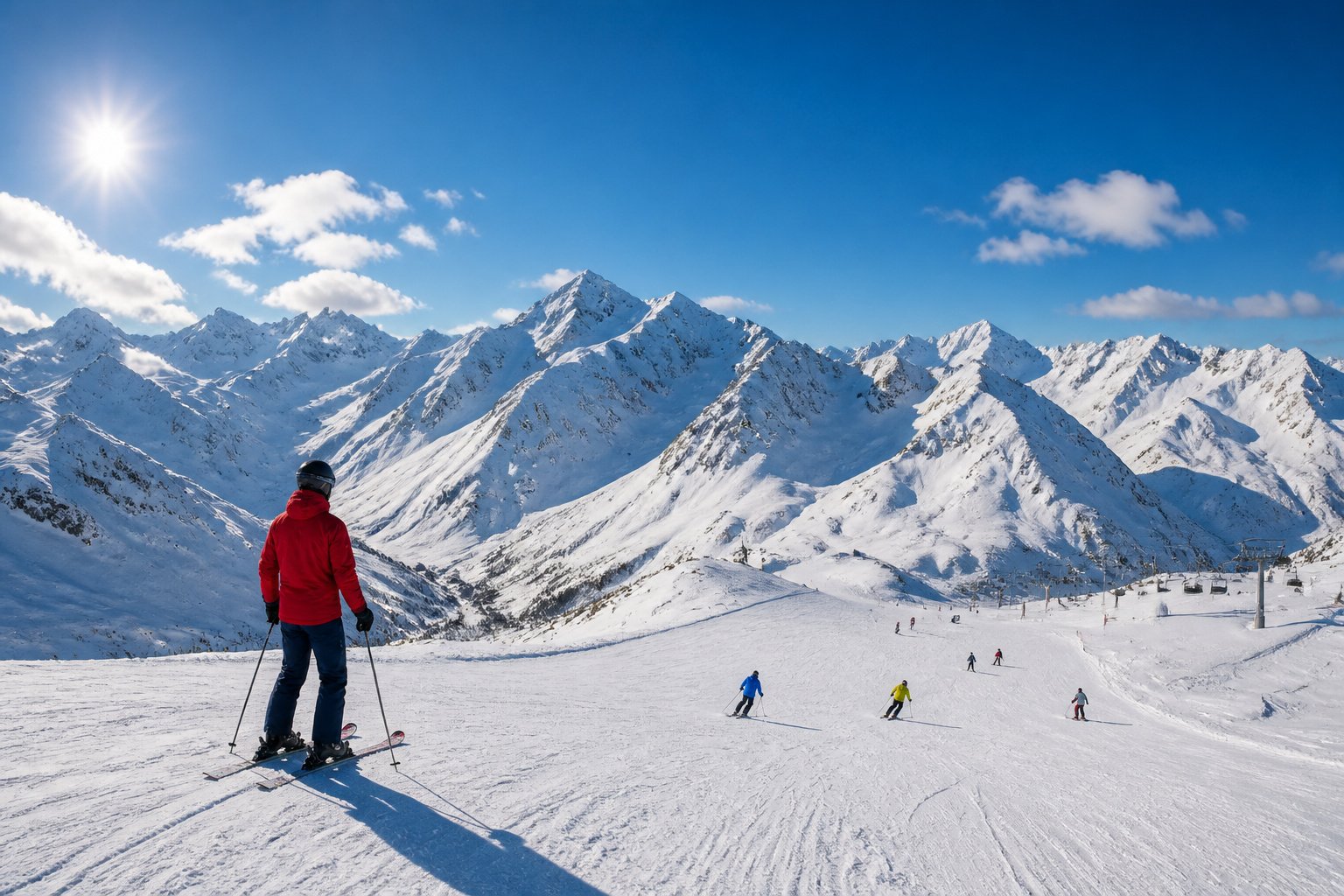 Vue panoramique des pyrenees enneigees
