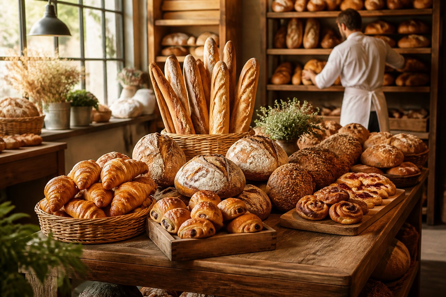 Boulangerie artisanale ambiance chaleureuse et pains frais