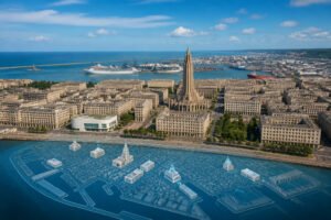 Le havre vue aerienne de la ville et de son port