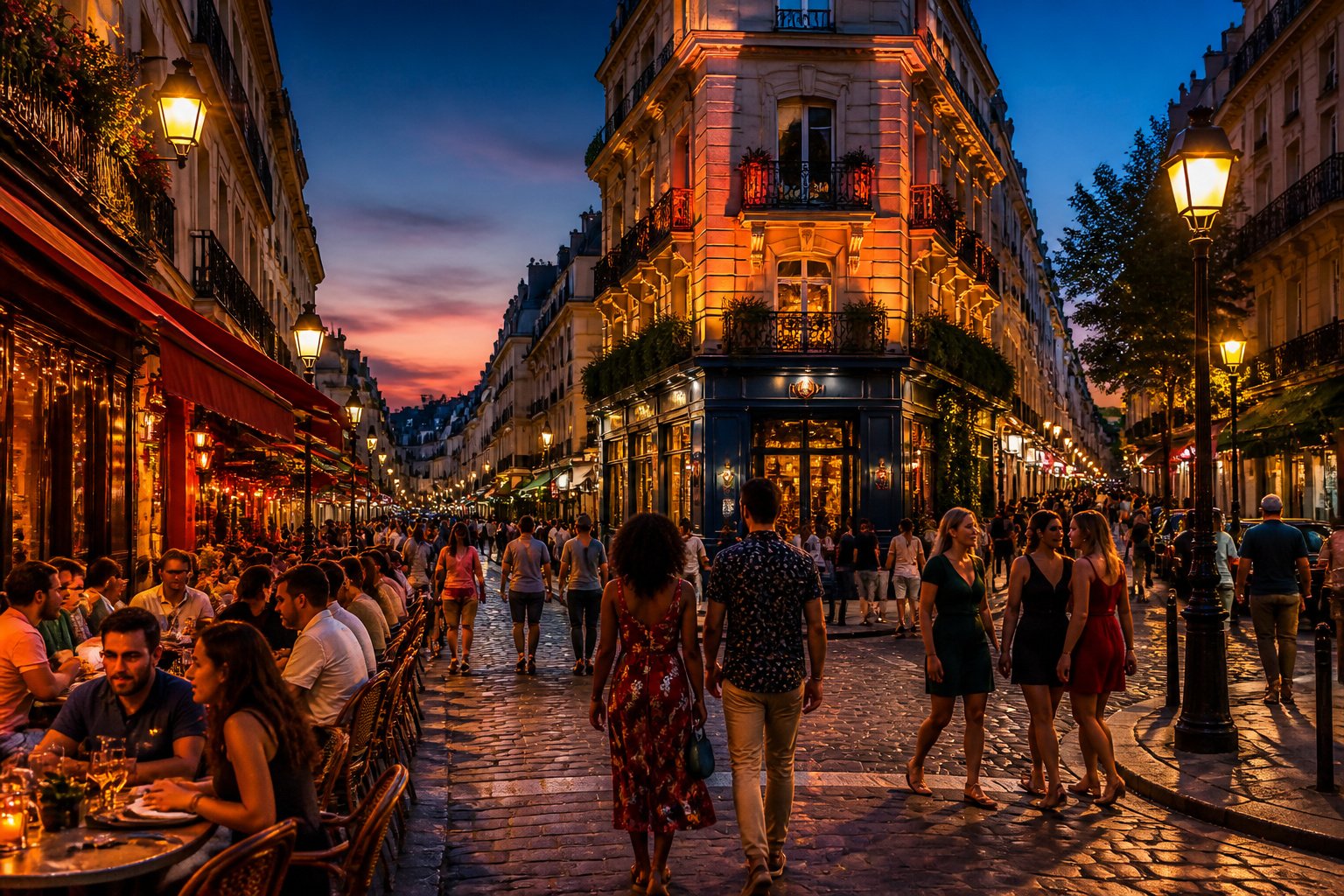 Ambiance festive au quartier latin parisien