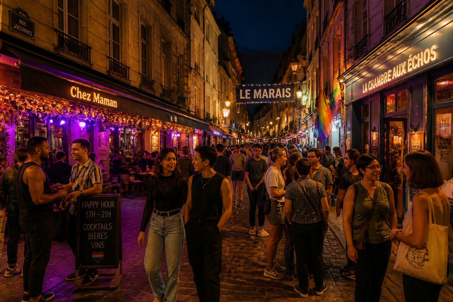 Nuit animee au marais paris