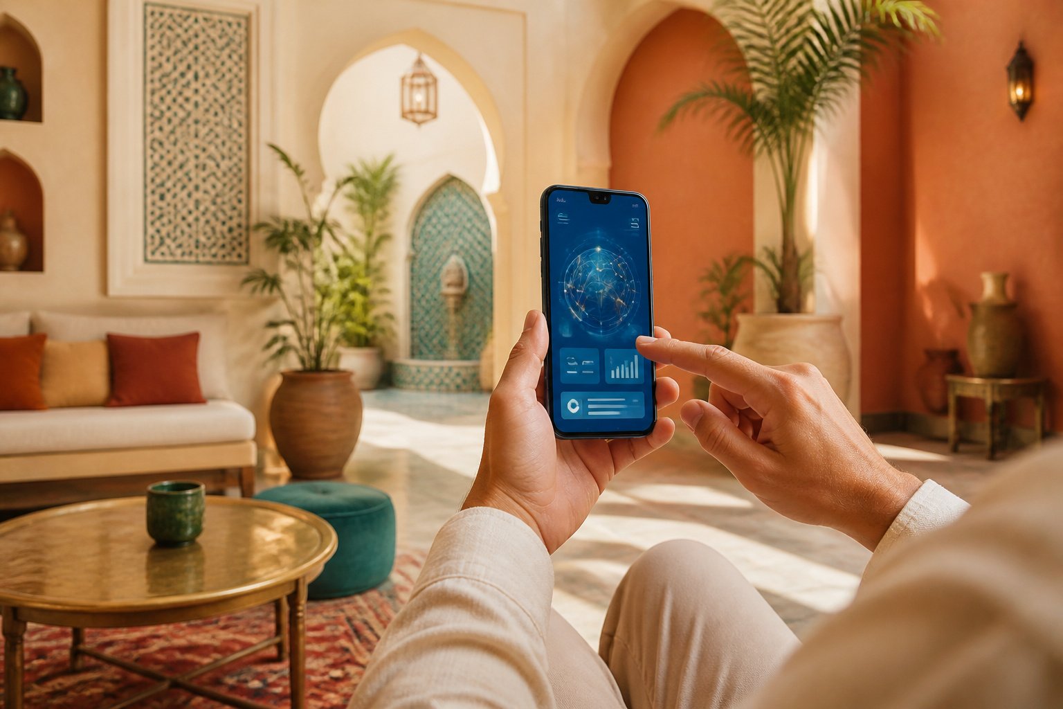 Connexion moderne dans un cadre marocain