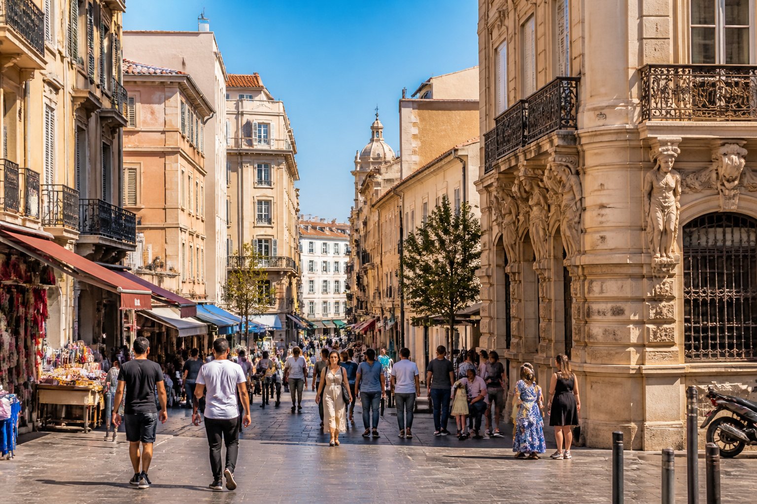 Rue animee a belsunce marseille