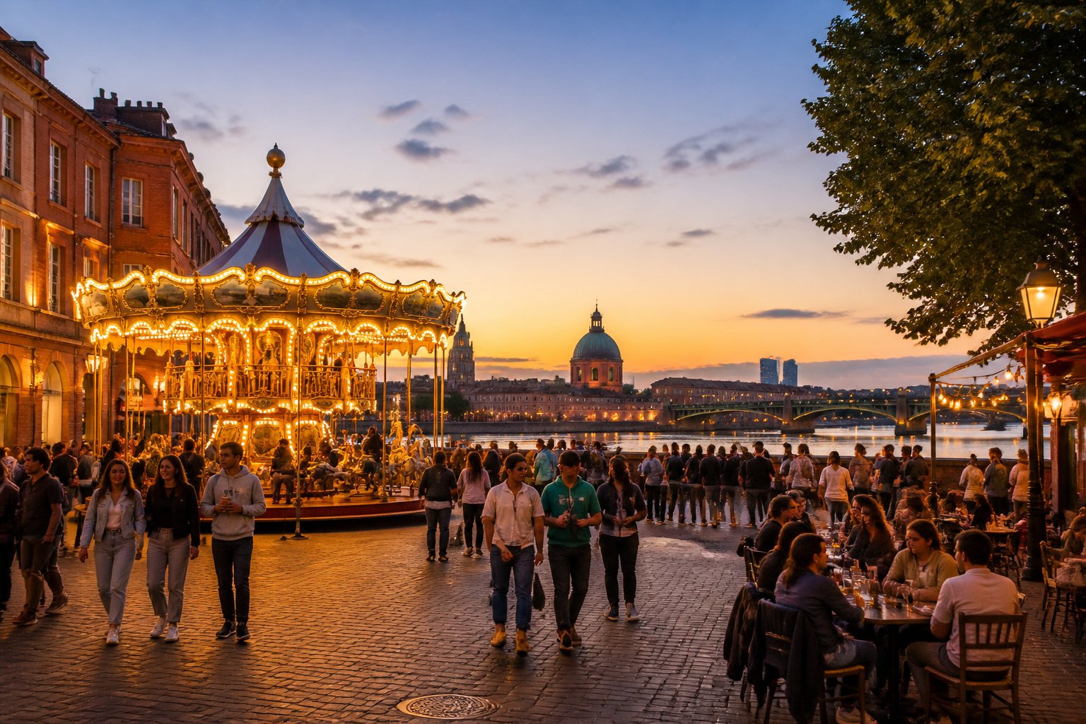 Toulouse coeur festif au crepuscule